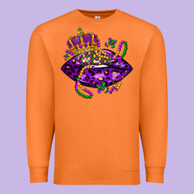 Mardi Gras Lips Premium Sweatshirt Designed By Lillyallendesigns