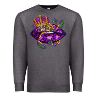 Charcoal Heather mardi gras lips Premium Sweatshirt - LillyAllenDesigns