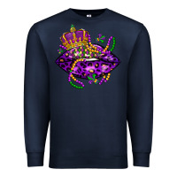 Navy mardi gras lips Premium Sweatshirt - LillyAllenDesigns
