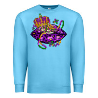 Ocean Blue mardi gras lips Premium Sweatshirt - LillyAllenDesigns