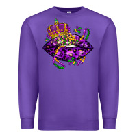 Purple mardi gras lips Premium Sweatshirt - LillyAllenDesigns