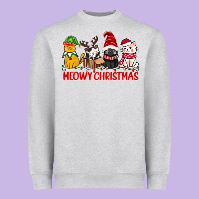 Meowy Christmas Heavyweight Sweatshirt Designed By Cowgirlartshop