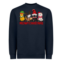 Navy meowy christmas Heavyweight Sweatshirt - CowGirlArtShop