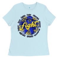 Baby Blue fight colorectal cancer Ladies Tee - NancyCooperArtShop