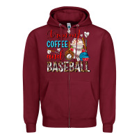 Burgundy I Run On Coffee And Baseball Frappe Zipper Hoodie - FaDigitalArtStudio