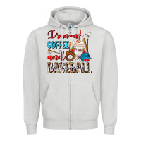 Dove Grey I Run On Coffee And Baseball Frappe Zipper Hoodie - FaDigitalArtStudio