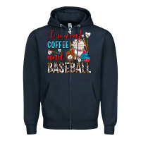 Navy I Run On Coffee And Baseball Frappe Zipper Hoodie - FaDigitalArtStudio