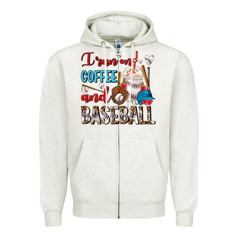 I Run On Coffee And Baseball Frappe Zipper Hoodie by FaDigitalArtStudio | Teevron