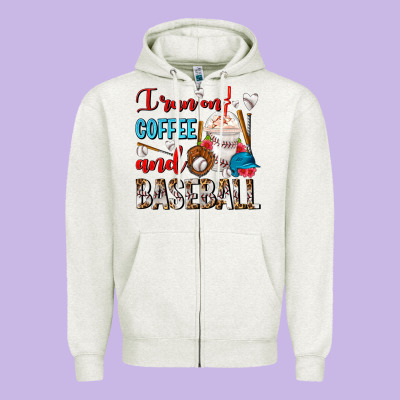 I Run On Coffee And Baseball Frappe Zipper Hoodie Designed By Fadigitalartstudio