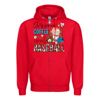 Red I Run On Coffee And Baseball Frappe Zipper Hoodie - FaDigitalArtStudio