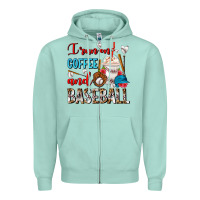 Seafoam I Run On Coffee And Baseball Frappe Zipper Hoodie - FaDigitalArtStudio
