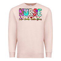 Pale Pink Nurse Coffee Scrubs Rubber Gloves Premium Sweatshirt - CowhideDigitalArt