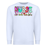 White Nurse Coffee Scrubs Rubber Gloves Premium Sweatshirt - CowhideDigitalArt