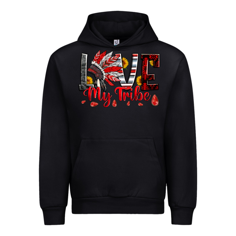 Red Black Grey White Love My Tribe Indian Headdres Urban Hoodie by Artiststas | Teevron