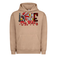 Pigment Burro red black grey white love my tribe indian headdres Urban Hoodie - Artiststas