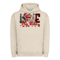 Pigment French Oak red black grey white love my tribe indian headdres Urban Hoodie - Artiststas