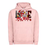 Pigment Salmon red black grey white love my tribe indian headdres Urban Hoodie - Artiststas