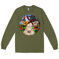 Army Green Christmas Charolais Calf Black Angus Bull And Roos Long Sleeve Tee - RanaPortraitStore