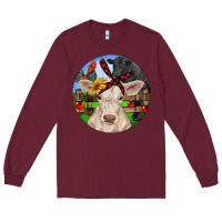 Burgundy Christmas Charolais Calf Black Angus Bull And Roos Long Sleeve Tee - RanaPortraitStore