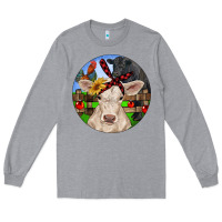 Heather Grey Christmas Charolais Calf Black Angus Bull And Roos Long Sleeve Tee - RanaPortraitStore