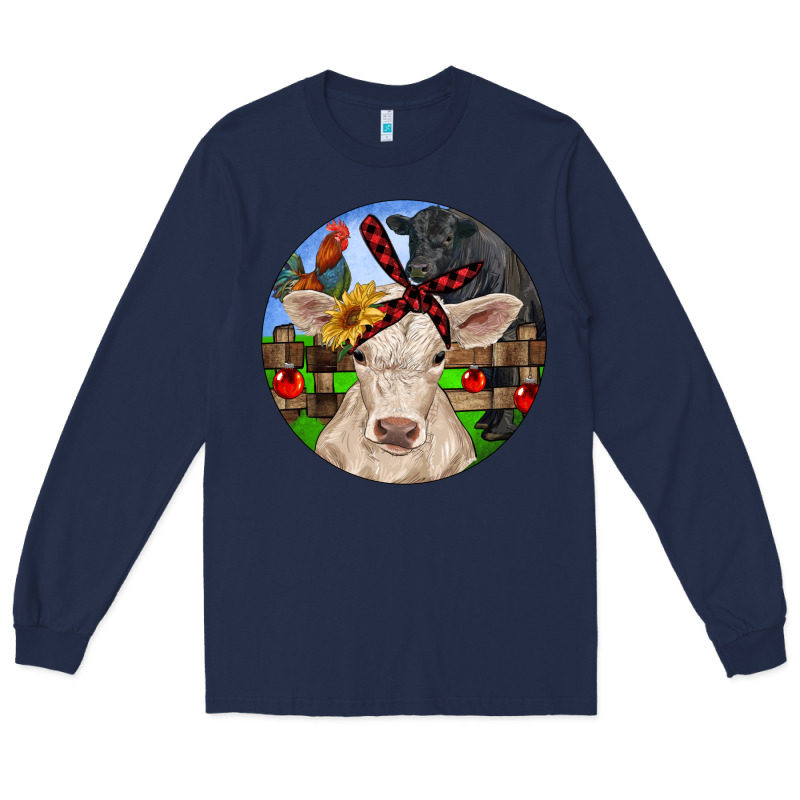 Christmas Charolais Calf Black Angus Bull And Roos Long Sleeve Tee by RanaPortraitStore | Teevron