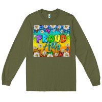 Army Green LGBTQ+ proud ally with daisy Long Sleeve Tee - NancyCooperArtShop