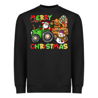 Black merry christmas crew tractor Heavyweight Sweatshirt - CowGirlArtShop