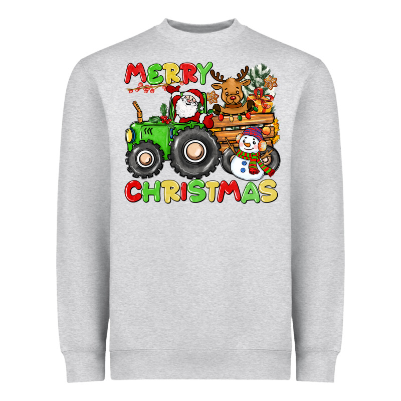 Merry Christmas Crew Tractor Heavyweight Sweatshirt by CowGirlArtShop | Teevron