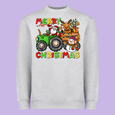 Merry Christmas Crew Tractor Heavyweight Sweatshirt Designed By Cowgirlartshop