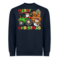 Navy merry christmas crew tractor Heavyweight Sweatshirt - CowGirlArtShop