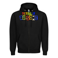 Black Totally au-some Zipper Hoodie - FaDigitalArtStudio