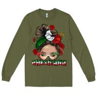 Army Green Mexicana messy bun Long Sleeve Tee - NancyCooperArtShop