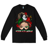 Black Mexicana messy bun Long Sleeve Tee - NancyCooperArtShop