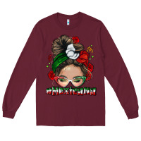 Burgundy Mexicana messy bun Long Sleeve Tee - NancyCooperArtShop