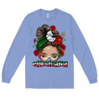 Colony Blue Mexicana messy bun Long Sleeve Tee - NancyCooperArtShop