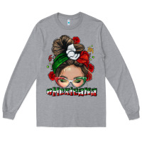 Heather Grey Mexicana messy bun Long Sleeve Tee - NancyCooperArtShop