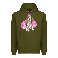 Army Green Balerina beagle with tutu Premium Hoodie - RanaPortraitStore
