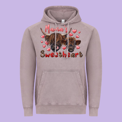 Mama's Sweetheart Highland Cow And Calf Vintage Hoodie Designed By Ranaportraitstore