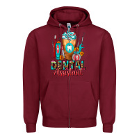 Burgundy Dental Assistant Dentist Frappe Zipper Hoodie - FaDigitalArtStudio