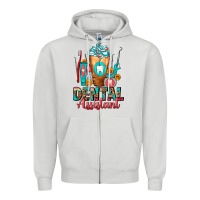 Dove Grey Dental Assistant Dentist Frappe Zipper Hoodie - FaDigitalArtStudio