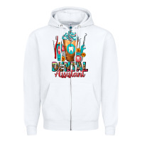 White Dental Assistant Dentist Frappe Zipper Hoodie - FaDigitalArtStudio