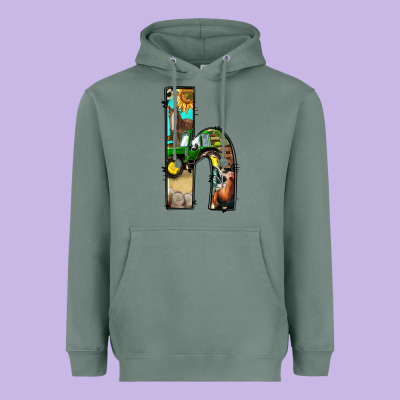 Farm Life Alphabet Lowercase Letters H Heavyweight Hoodie Designed By Bundleandbundleshop
