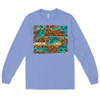 Colony Blue Leopard and Aztec Background Western Long Sleeve Tee - texasbilliewilder