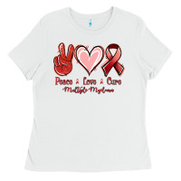 White Peace love cure Multiple Myeloma Ladies Tee - NancyCooperArtShop