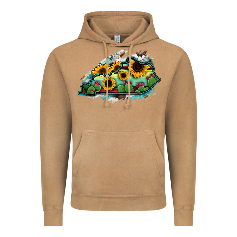 Kentucky Map Sunflower Cactus Serape Vintage Hoodie by RanaPortraitStore | Teevron