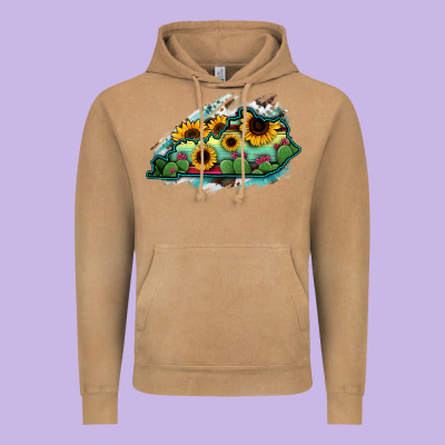 Kentucky Map Sunflower Cactus Serape Vintage Hoodie Designed By Ranaportraitstore