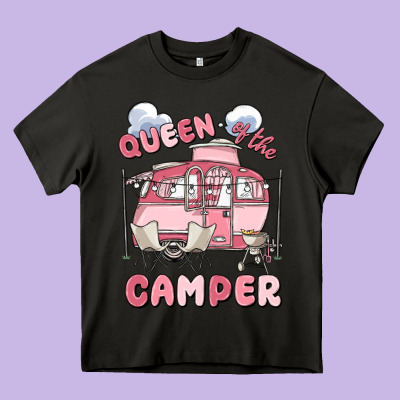 Queen Of The Camper Heavy Core Tee Designed By Maliassmallbusiness