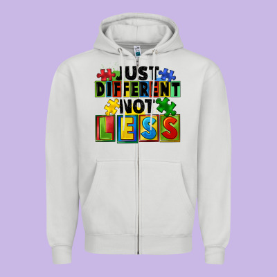 Just Different Not Less Zipper Hoodie Designed By Fadigitalartstudio