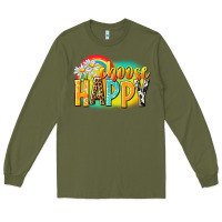 Army Green Choose happy Long Sleeve Tee - NancyCooperArtShop