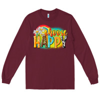 Burgundy Choose happy Long Sleeve Tee - NancyCooperArtShop